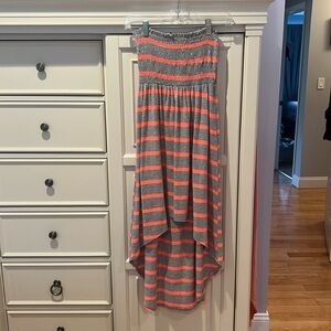 Women’s SZ M AQUA striped high low strapless dress